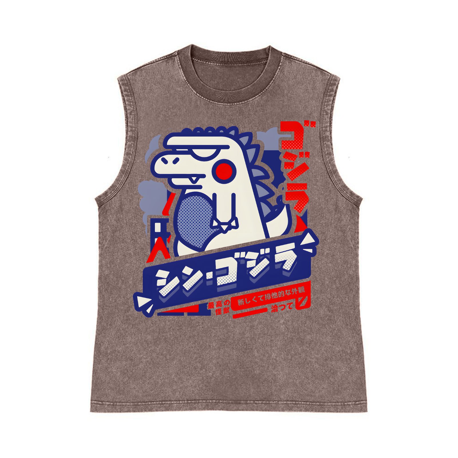 Kaiju Pure Cotton Wash-Dyed Sleeveless Tank Top