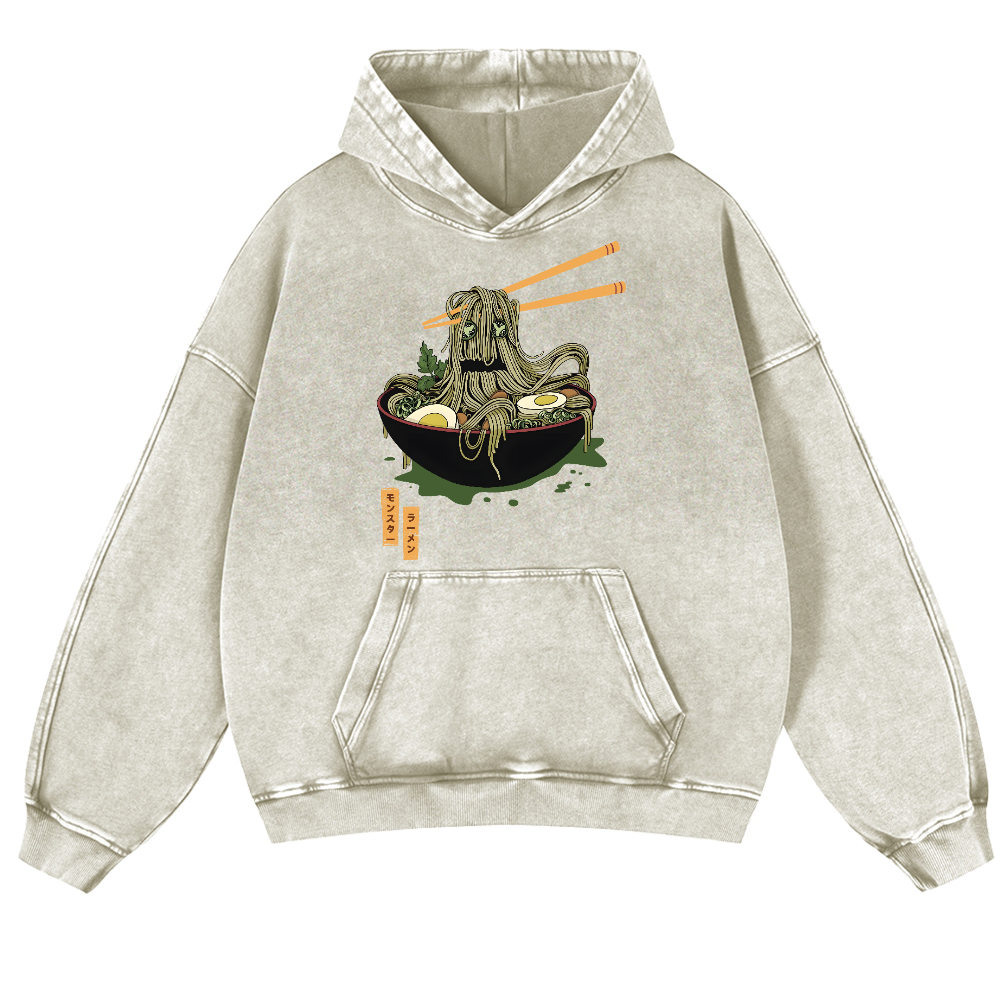 Monster Ramen Vintage Washed Thick Cotton Hoodie