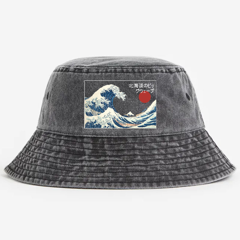The Great Wave Off Kanagawa Vintage 100% Cotton Bucket Hat