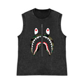 Shark Pure Cotton Wash-Dyed Sleeveless Tank Top