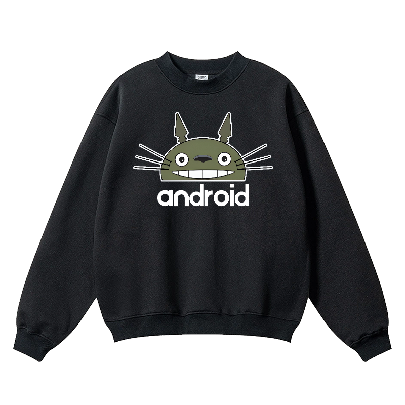 Ghibli Totoro Android Vintage Cotton Blend Crewneck Sweatshirt