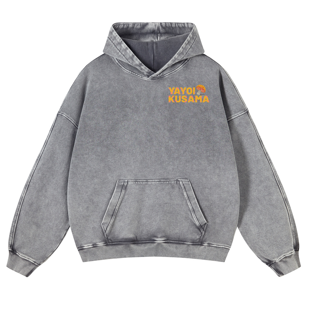 Yayoi Kusama Mushroom Vintage Washed Cotton Back Art Hoodie