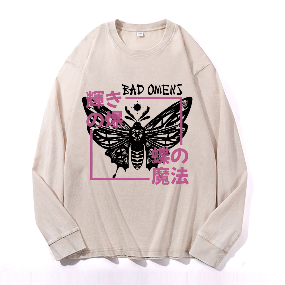 Vintage Cotton Wash Crewneck Long-Sleeve T-Shirt