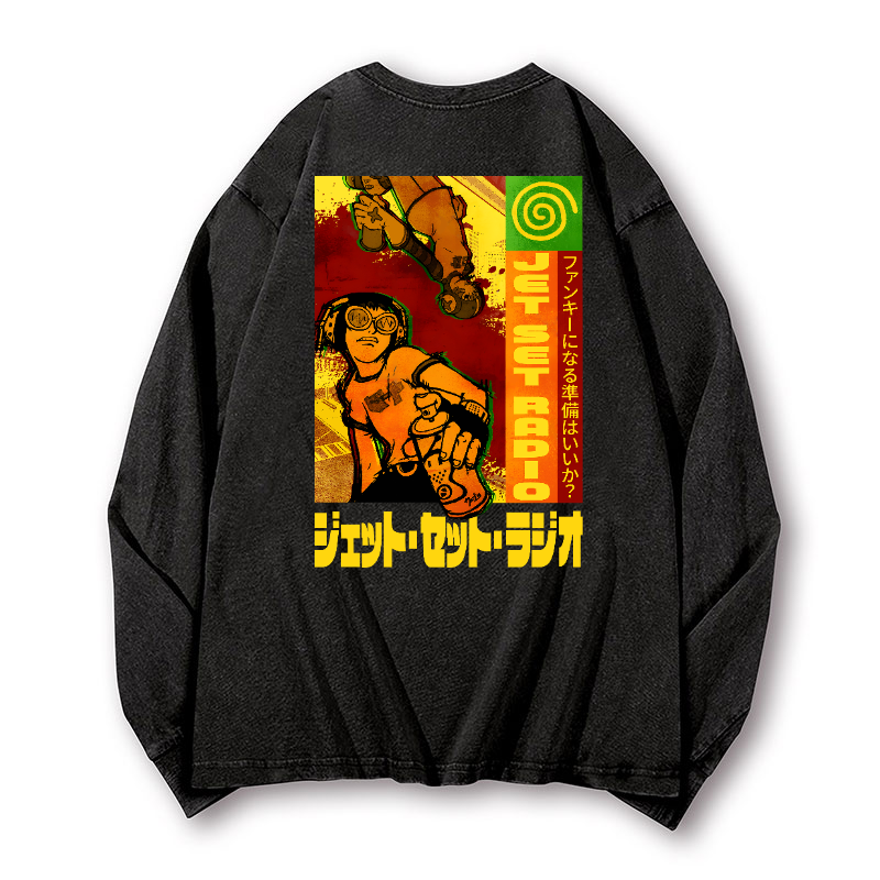 Jet Set Radio Vintage Washed Cotton Back Art Long-sleeve T-shirt