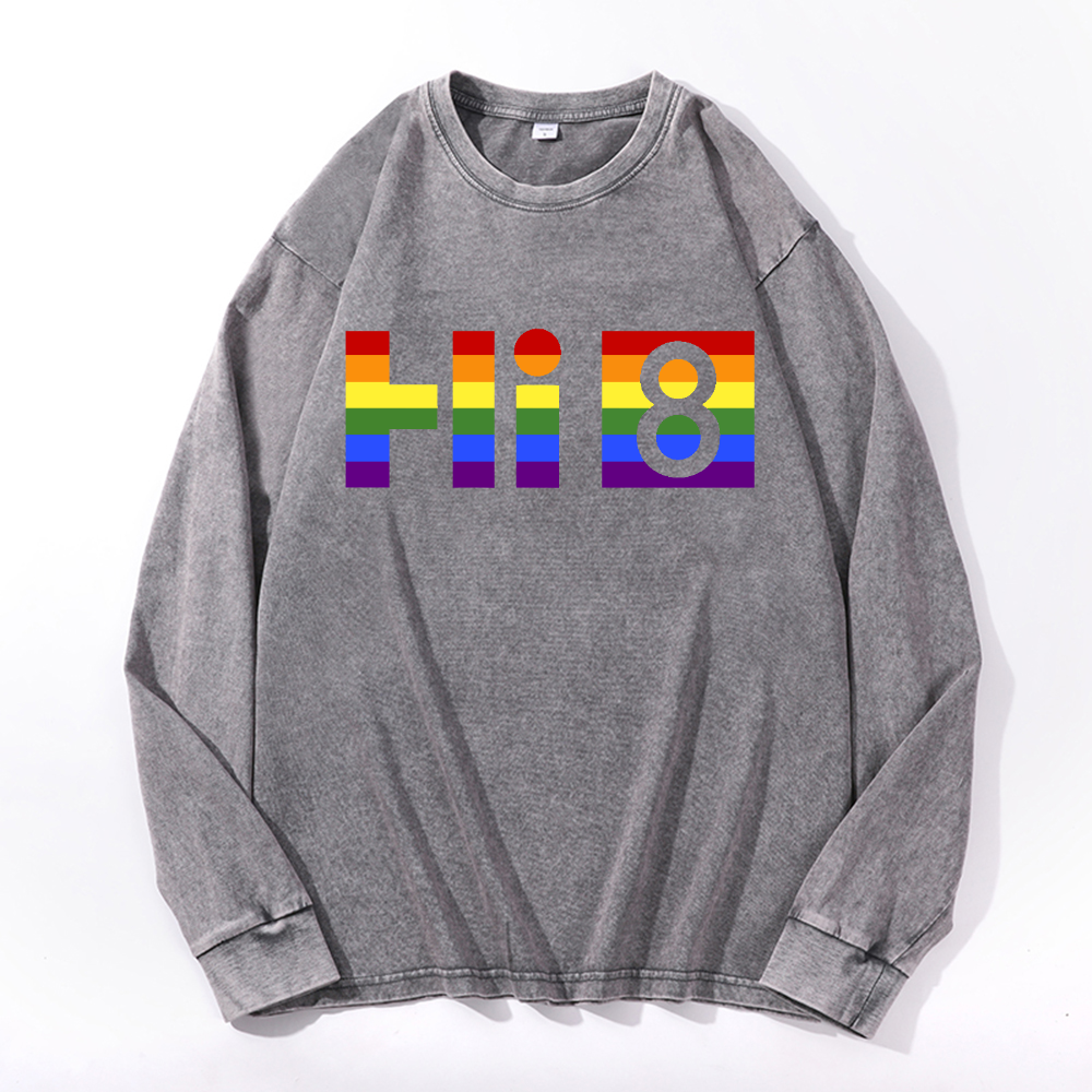 Sony Hi 8 Vintage Cotton Wash Crewneck Long-Sleeve T-Shirt