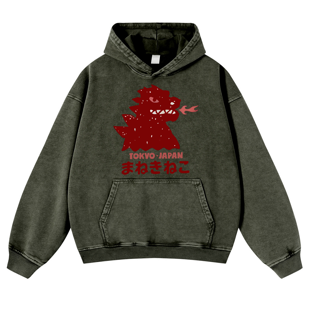 Kaiju Tokyo Japan Vintage Washed Thick Cotton Hoodie
