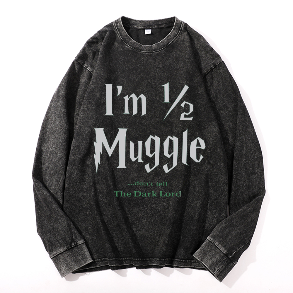 Vintage Cotton Wash Crewneck Long-Sleeve T-Shirt