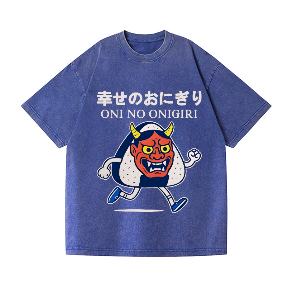 Oni Ghost Onigiri Vintage Wash Japanese Design T-Shirt
