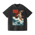 Kaiju Wave Vintage Wash Japanese Design T-Shirt