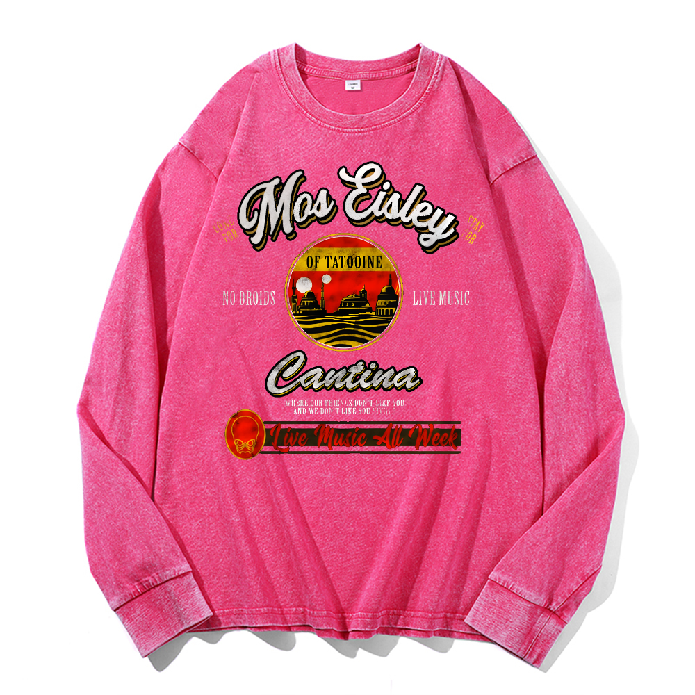 Mos Eisley Cantina Vintage Cotton Wash Crewneck Long-Sleeve T-Shirt