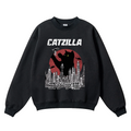 Catzilla Cat Kaiju Vintage Cotton Blend Crewneck Sweatshirt