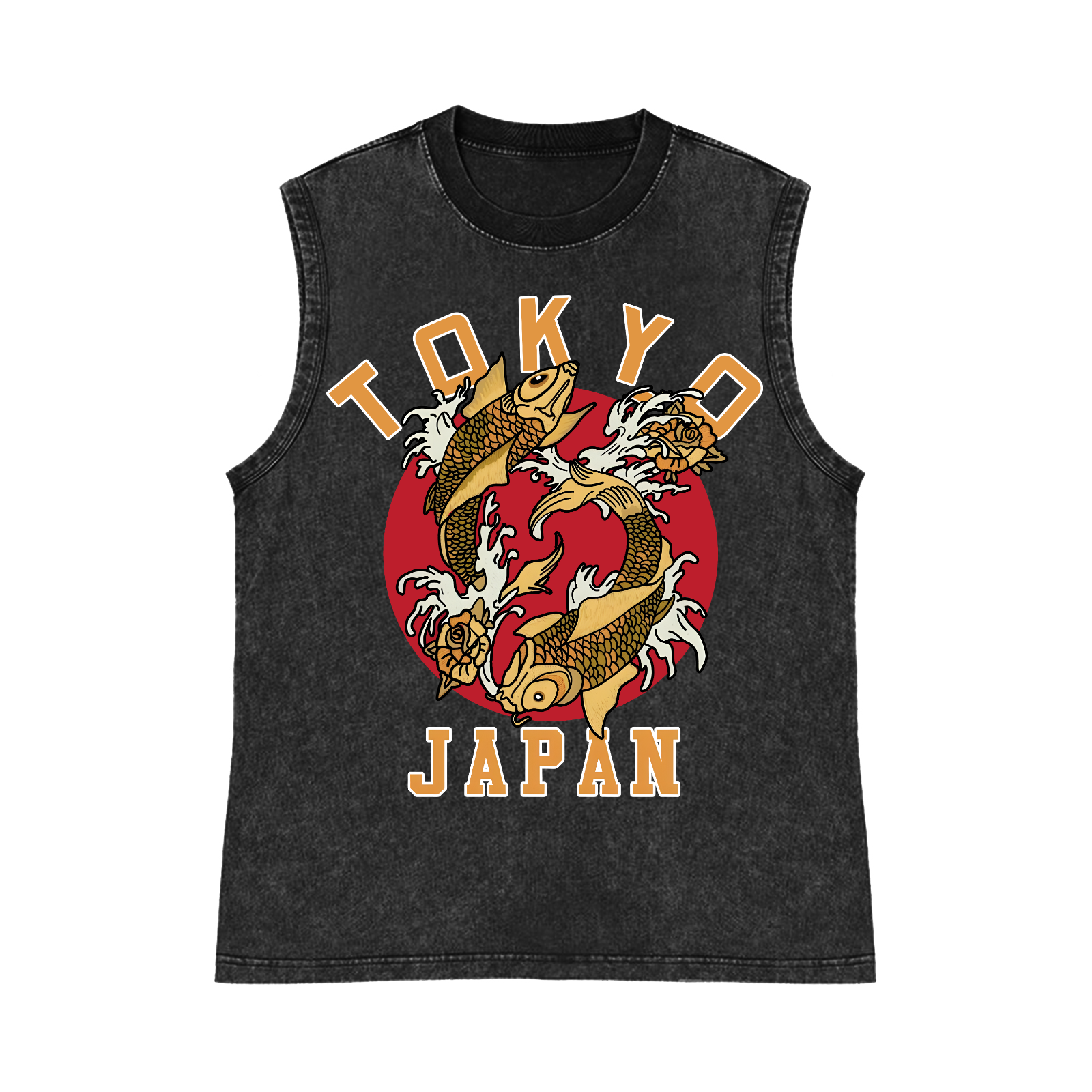Tokyo Japan Fish Pure Cotton Wash-Dyed Sleeveless Tank Top
