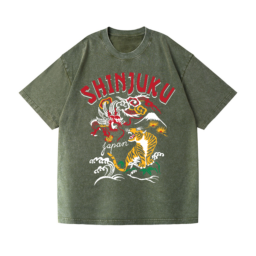Shinjuku Tiger Vintage Wash Japanese Design T-Shirt