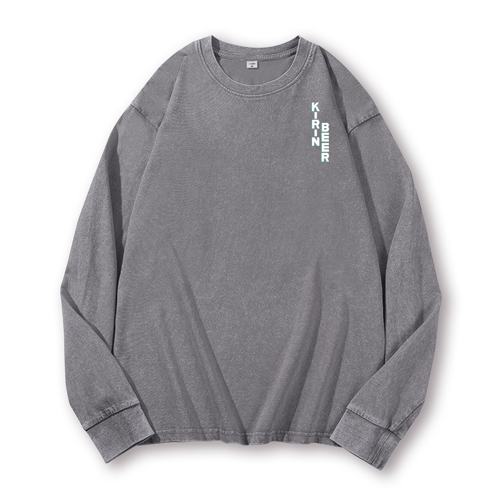 Kirin Beer Vintage Washed Cotton Back Art Long-sleeve T-shirt
