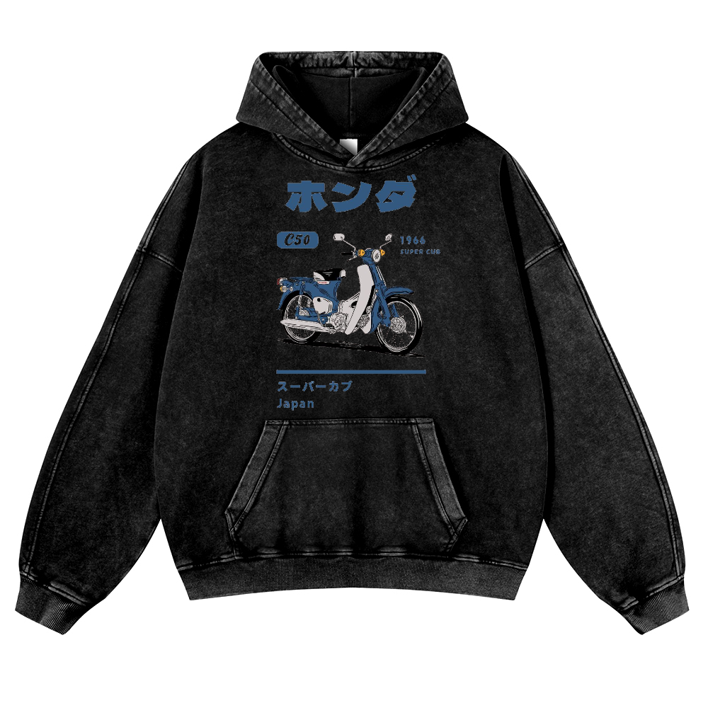 Honda Car  C50 Super Cub Vintage Washed Thick Cotton Hoodie