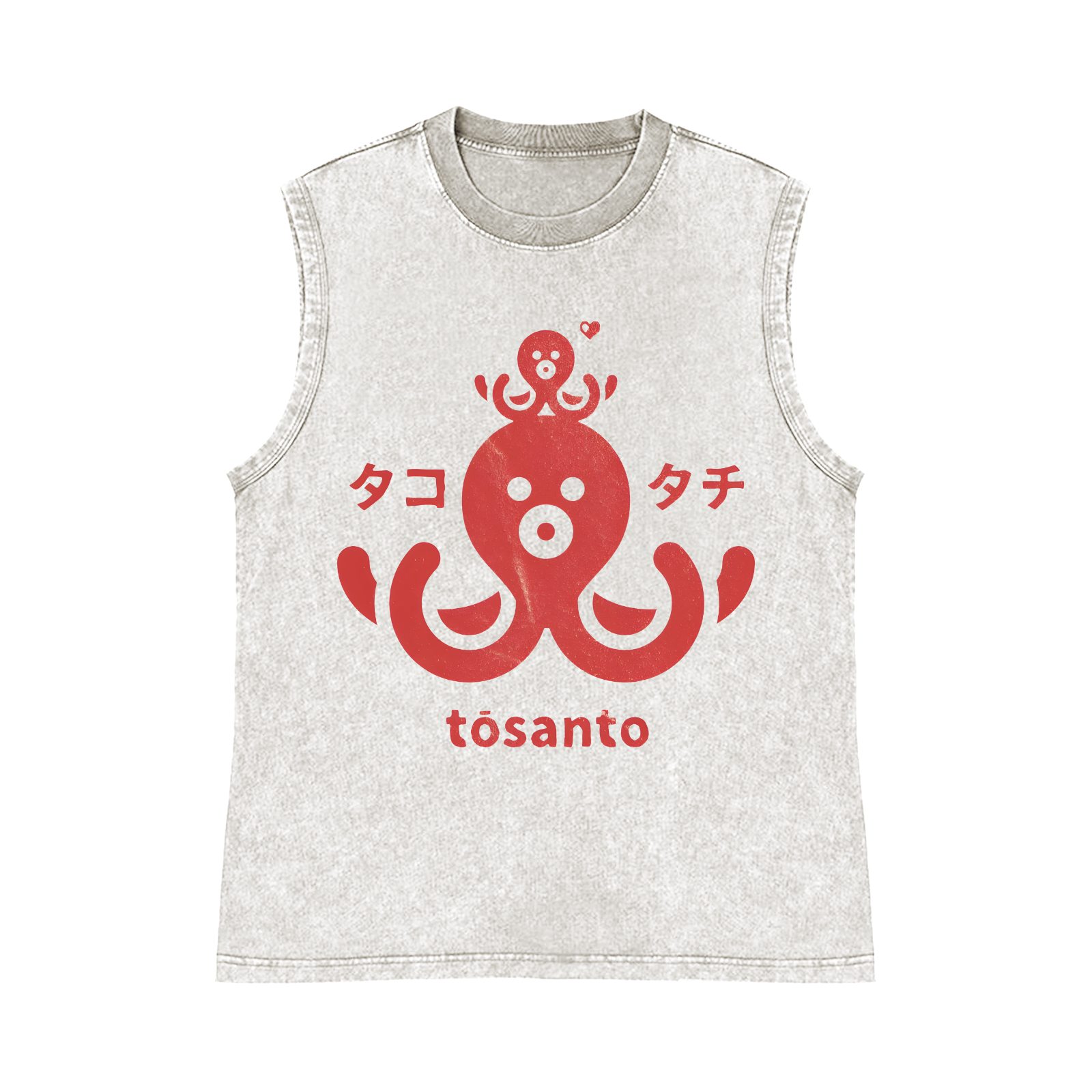 Octopus Pure Cotton Wash-Dyed Sleeveless Tank Top