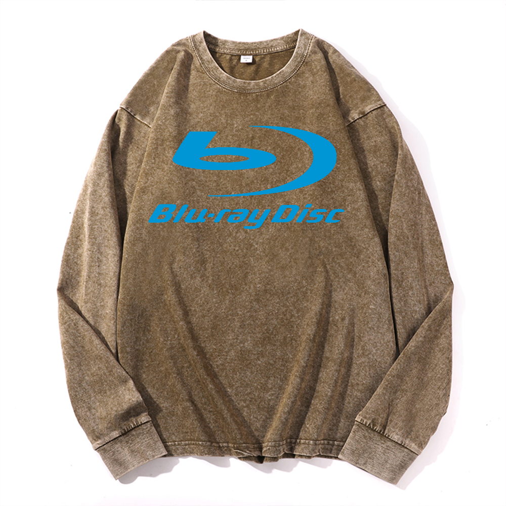 Sony Blu-ray Disc Vintage Cotton Wash Crewneck Long-Sleeve T-Shirt