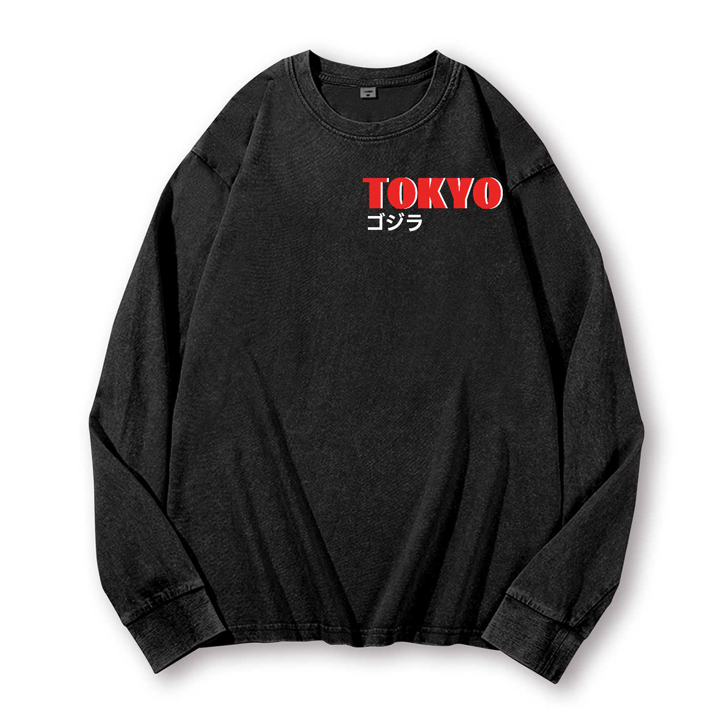 Ramen Kaiju Vintage Washed Cotton Back Art Long-sleeve T-shirt