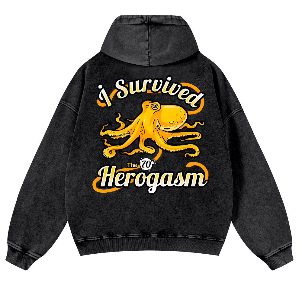Octopus Vintage Washed Cotton Back Art Hoodie