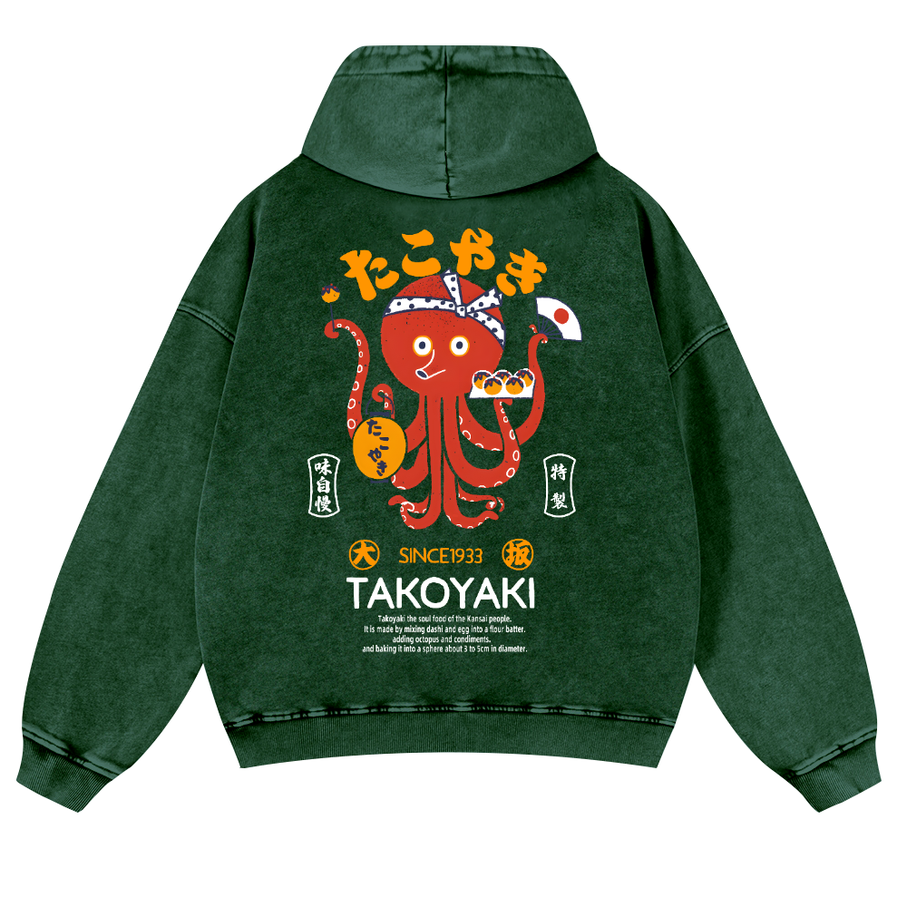 Takoyaki Octopus Vintage Washed Cotton Back Art Hoodie