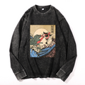 Vintage Cotton Wash Crewneck Long-Sleeve T-Shirt