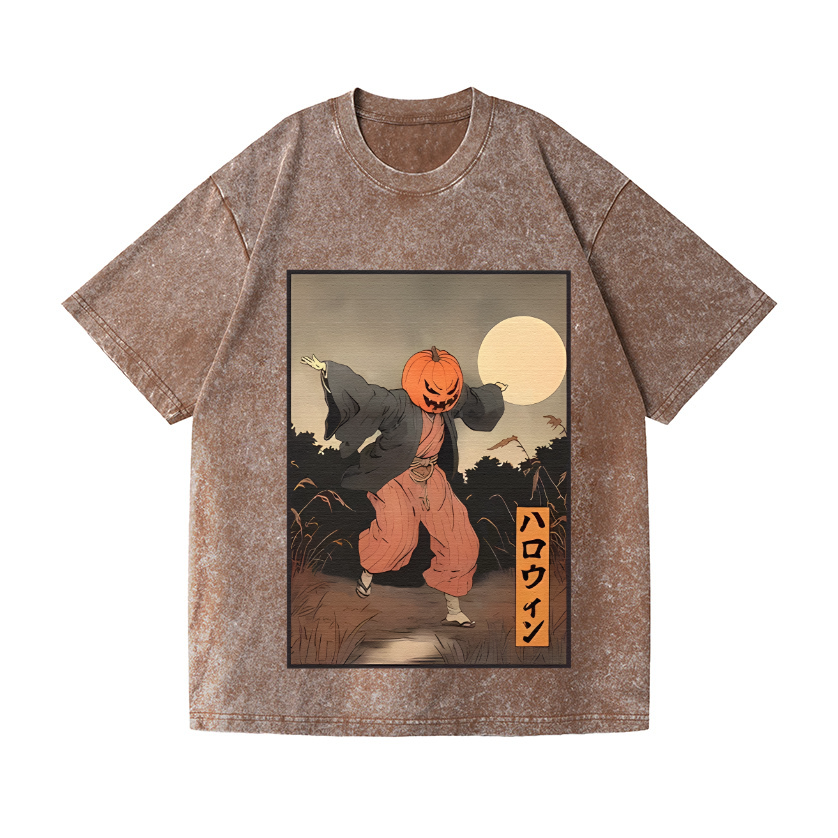 Kimono Pumpkin Person Vintage Wash Japanese Design T-Shirt