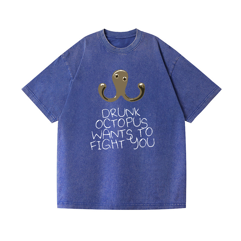 Drunken Octopus Vintage Wash Japanese Design T-Shirt