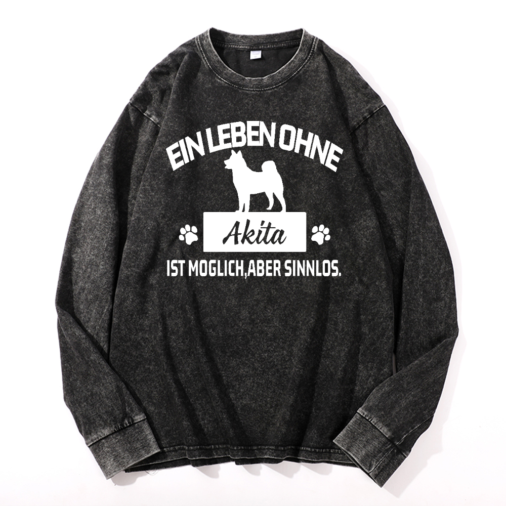 Akita Vintage Cotton Wash Crewneck Long-Sleeve T-Shirt
