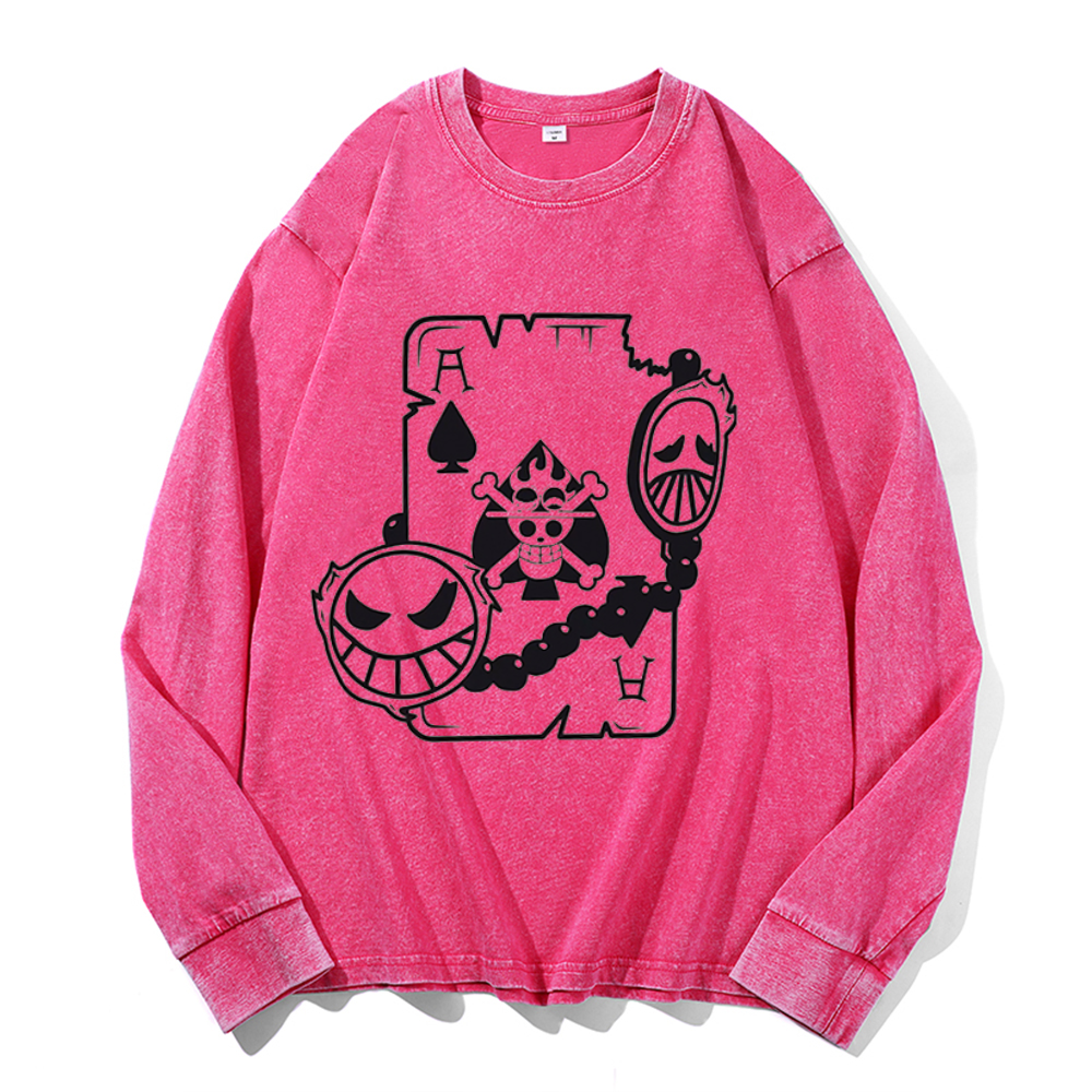 Vintage Cotton Wash Crewneck Long-Sleeve T-Shirt