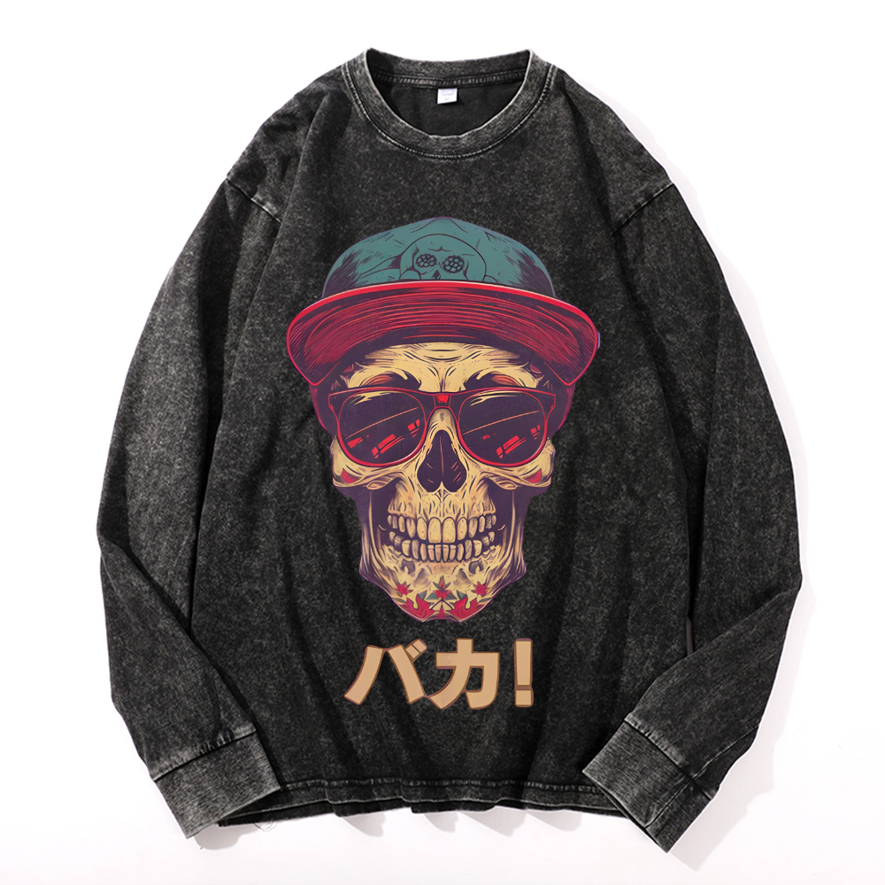 Vintage Cotton Wash Crewneck Long-Sleeve T-Shirt
