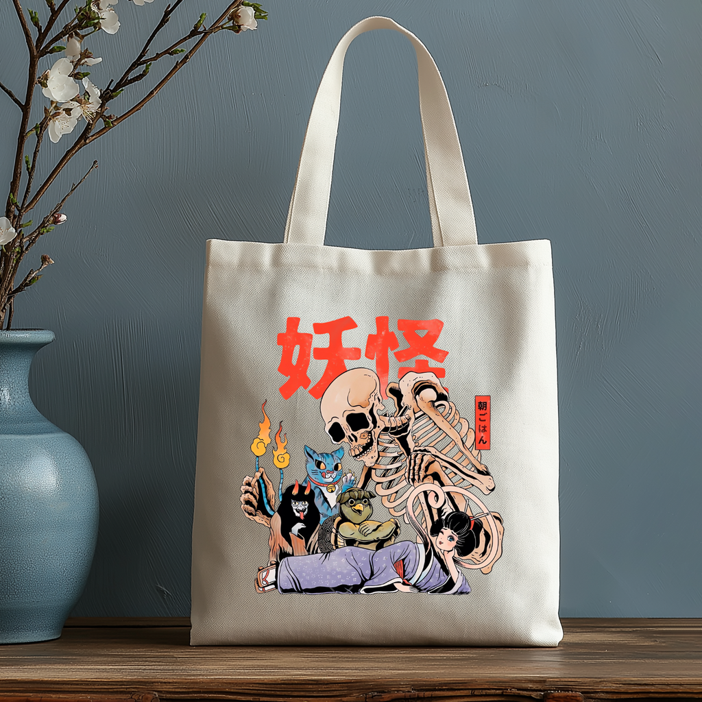 A Mysterious Group of Japanese Yokai Japanese Style Canvas Tote Bag