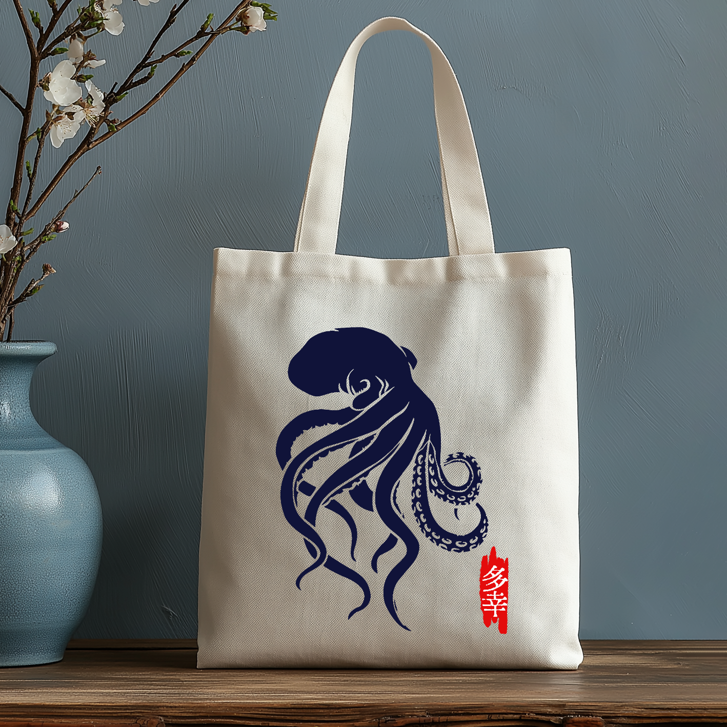 Octopus Japanese Style Canvas Tote Bag