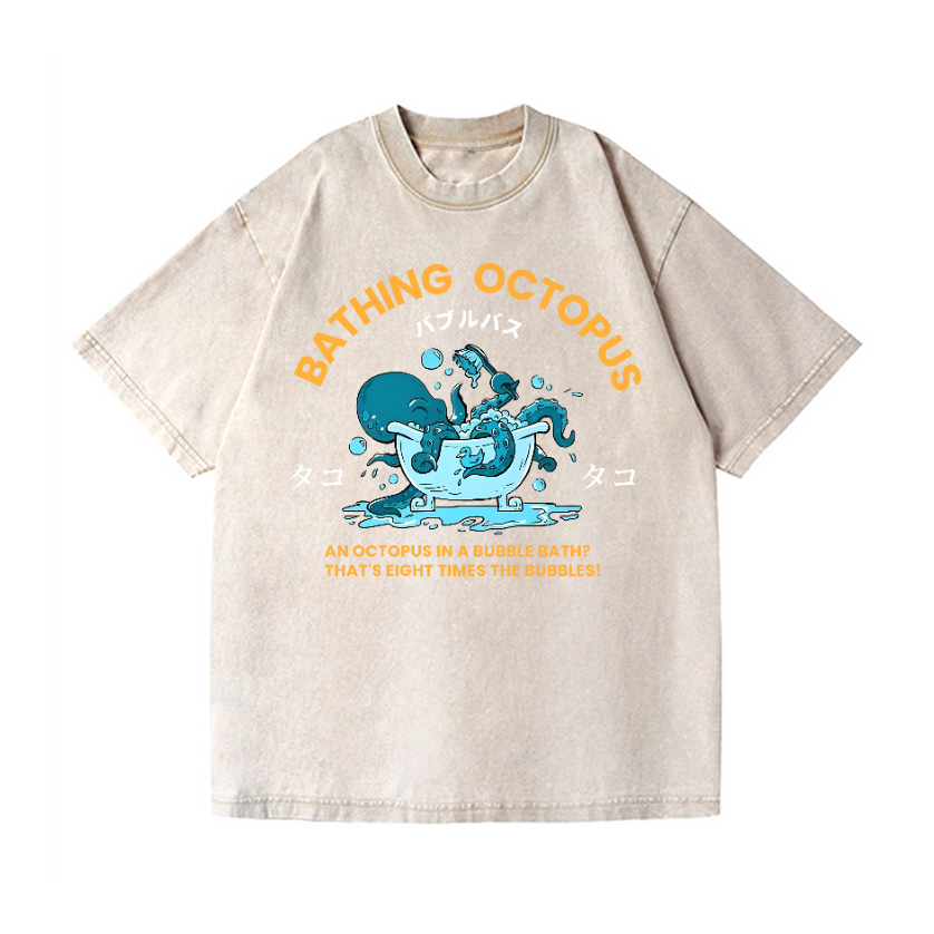 Bubble Bath Octopus Vintage Wash Japanese Design T-Shirt