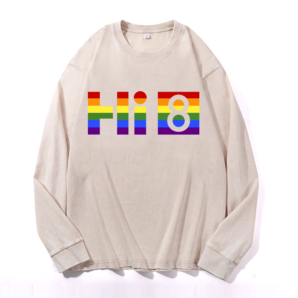 Sony Hi 8 Vintage Cotton Wash Crewneck Long-Sleeve T-Shirt