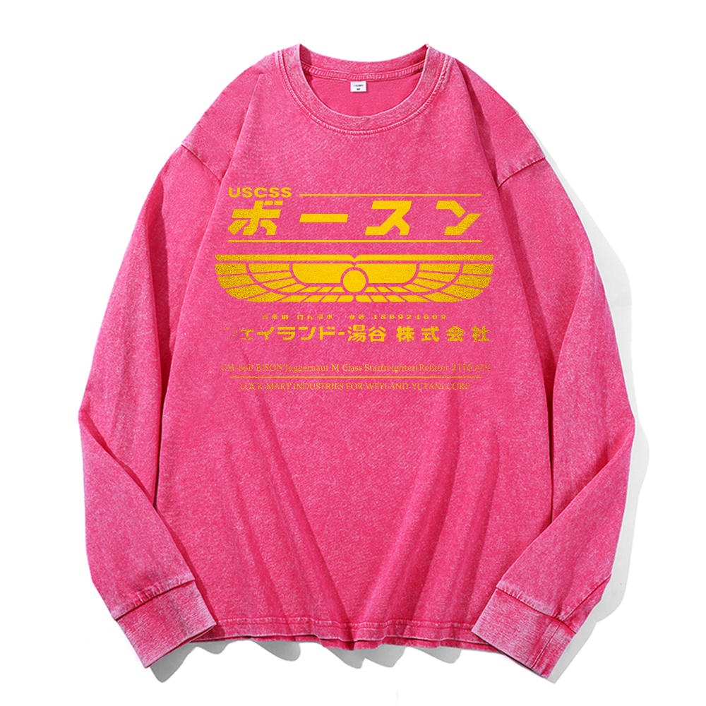 Weyland Yutani  Vintage Cotton Wash Crewneck Long-Sleeve T-Shirt