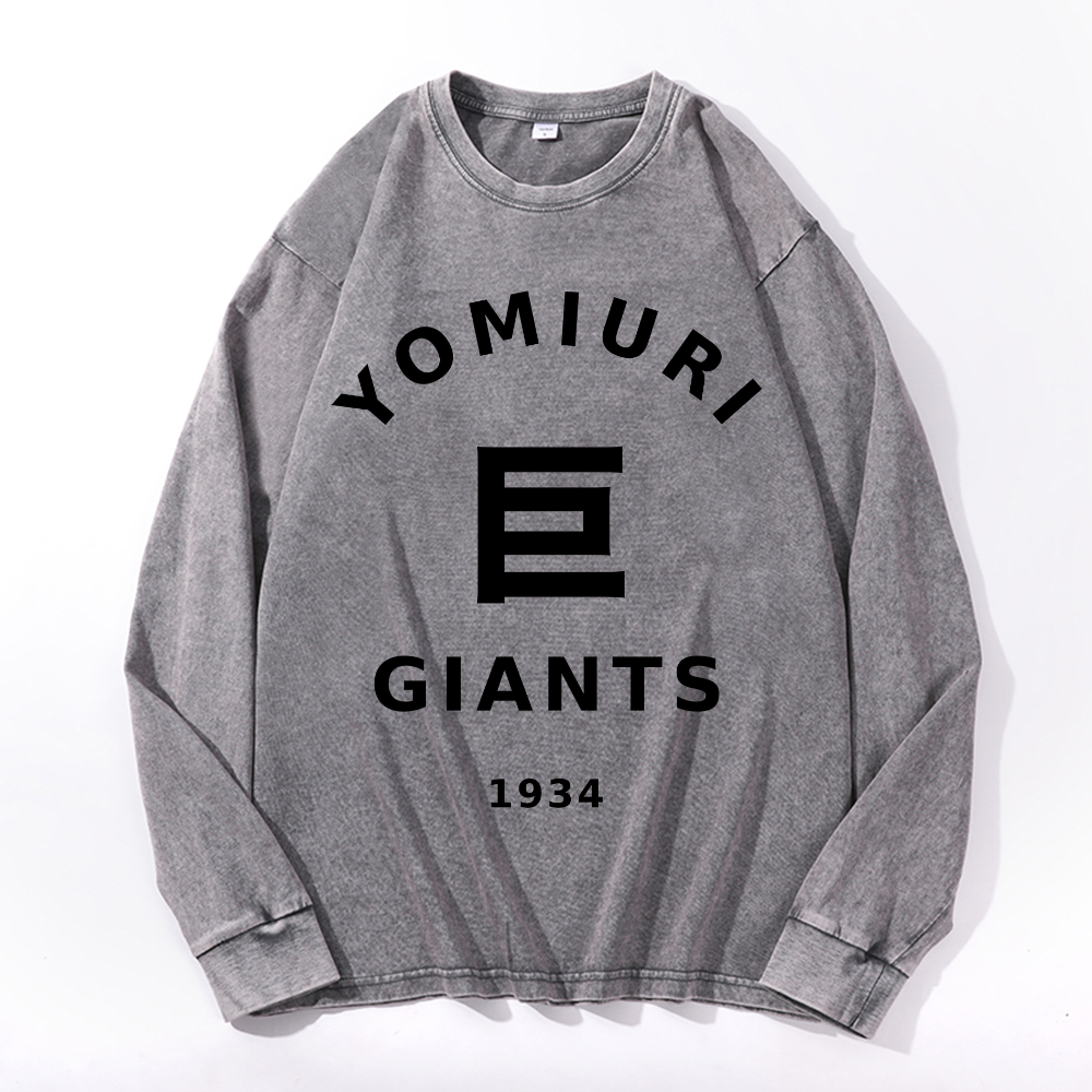 Vintage Cotton Wash Crewneck Long-Sleeve T-Shirt