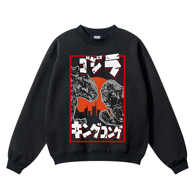 Kaiju VS King Kong Vintage Cotton Blend Crewneck Sweatshirt