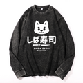 Shiba Sushi Vintage Cotton Wash Crewneck Long-Sleeve T-Shirt