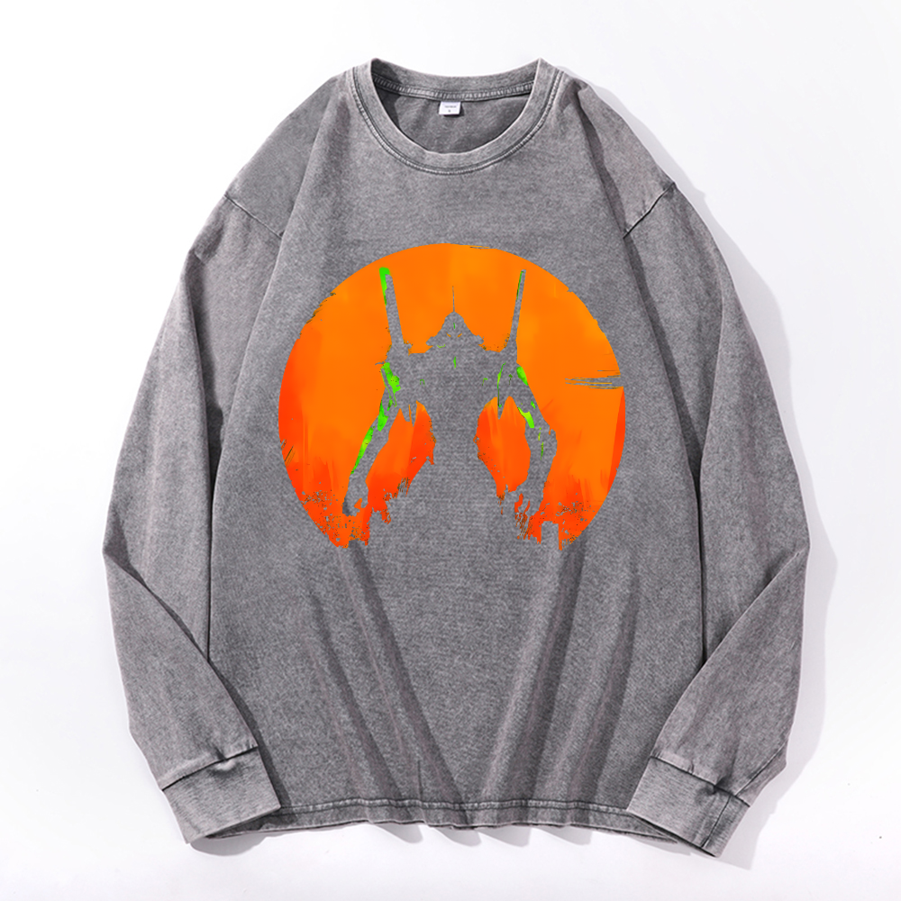 Vintage Cotton Wash Crewneck Long-Sleeve T-Shirt