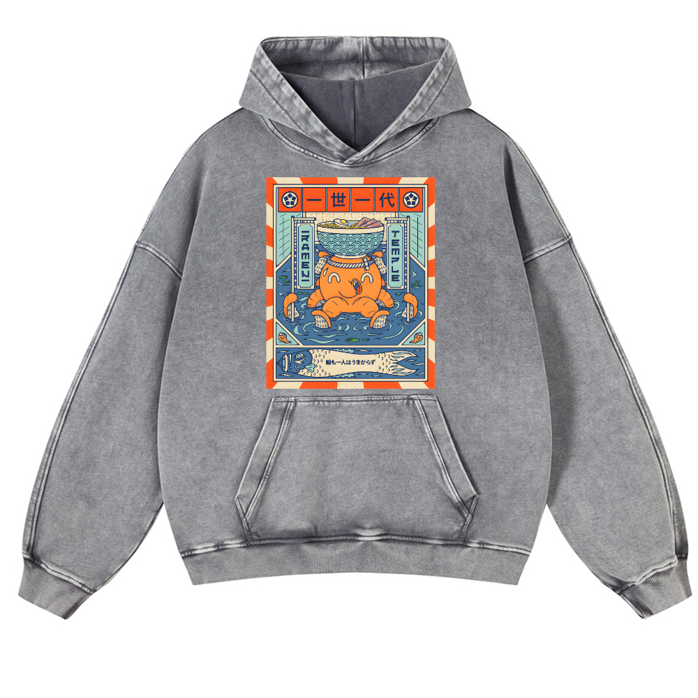 Octopus Vintage Washed Thick Cotton Hoodie