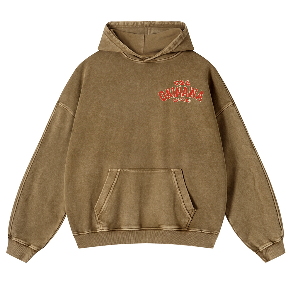 Okinawa Drunken Octopus Vintage Washed Cotton Back Art Hoodie