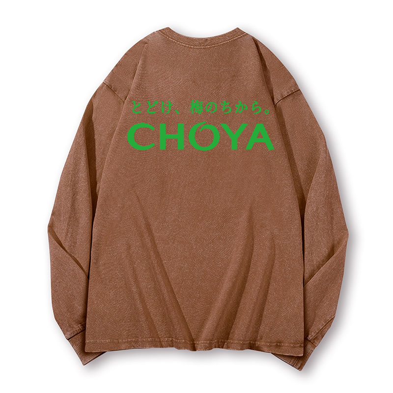 Choya Vintage Washed Cotton Back Art Long-sleeve T-shirt