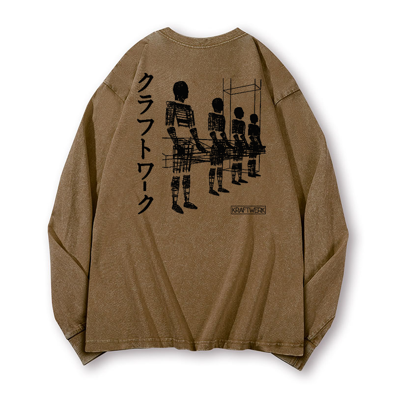 Kraftwerk Vintage Washed Cotton Back Art Long-sleeve T-shirt