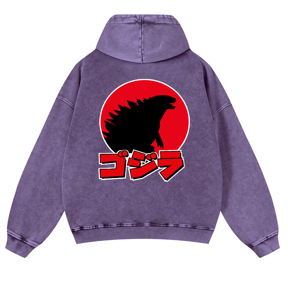 Kaiju Vintage Washed Cotton Back Art Hoodie