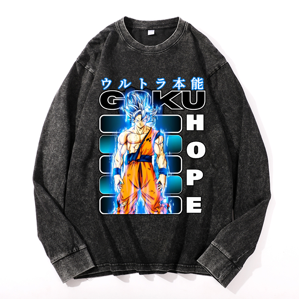 Goku Son Vintage Cotton Wash Long-sleeve T-shirt