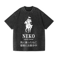 Neko Cat Vintage Wash Japanese Design T-Shirt