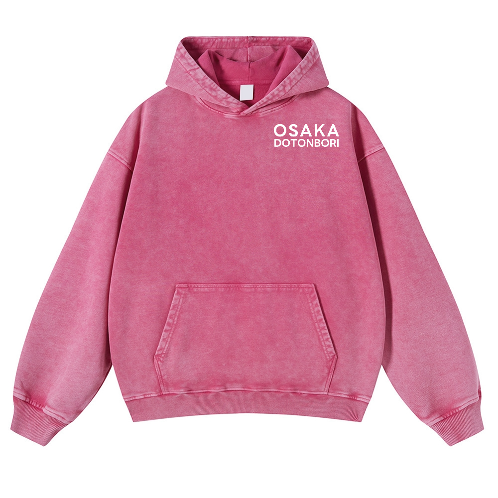 Osaka Dotonbori Drunken Octopus Vintage Washed Cotton Back Art Hoodie