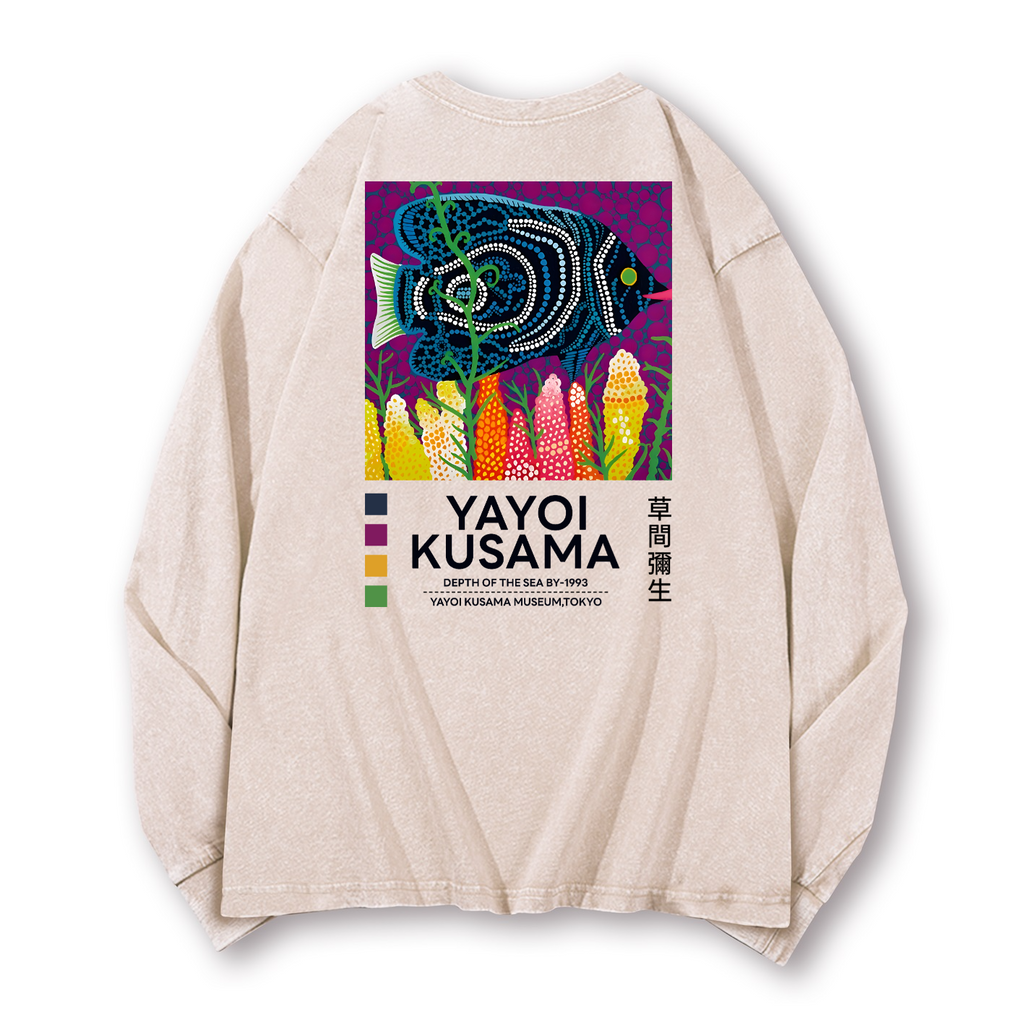 Yayoi Kusama Vintage Washed Cotton Back Art Long-sleeve T-shirt