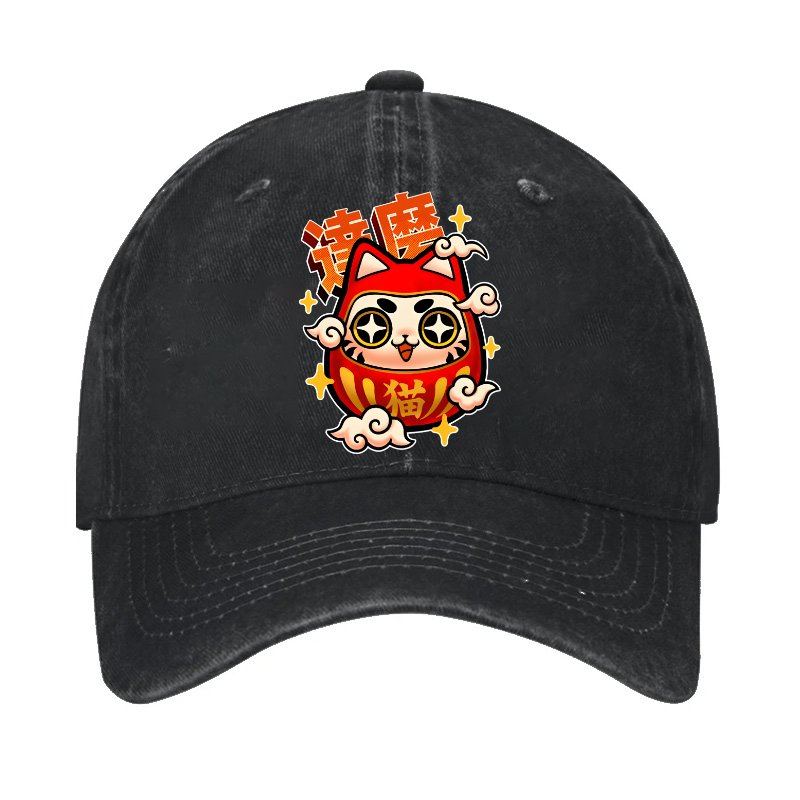 Daruma Cat Vintage Cotton Cap