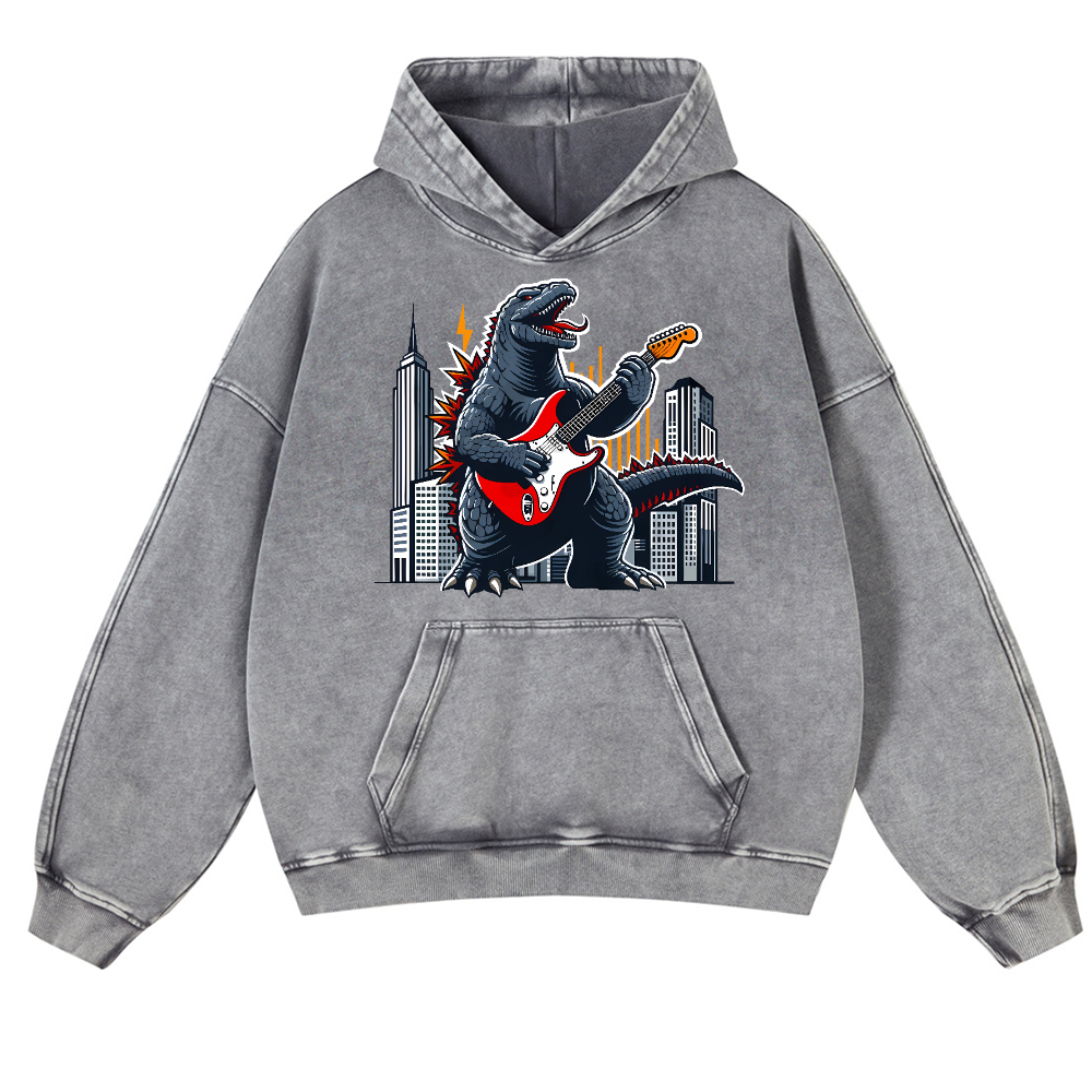 Rock Kaiju Vintage Washed Thick Cotton Hoodie